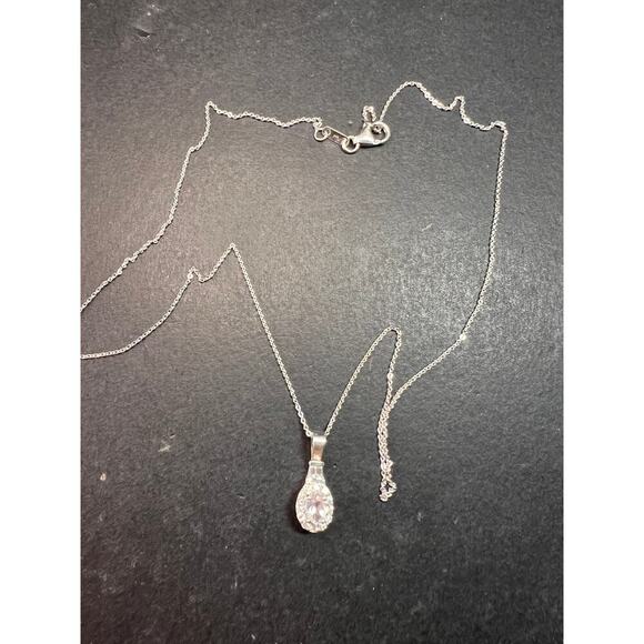 NEW gemmy moonstone and moissanite halo pendant in rhodium over sterling silver - Picture 6 of 12